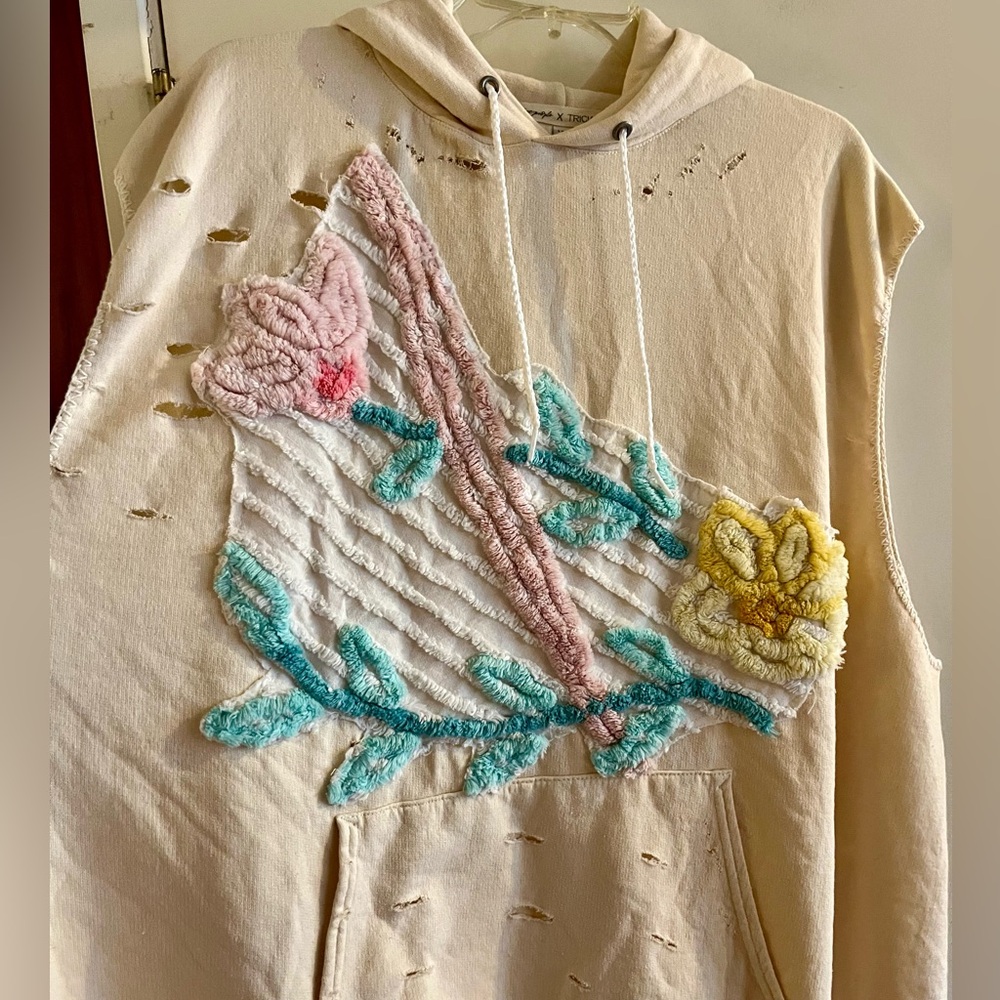 Free People x Tricia Fix Chenille Flower Hoodie - Picture 3 of 8